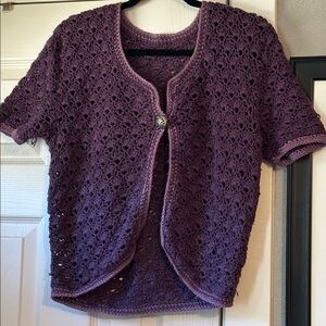 Purple Crochet Cardigan